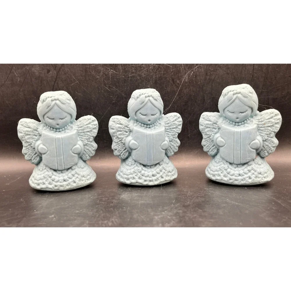 Vtg Avon Angel Lace‎ 3 Hostess Fragranced Soaps Light Blue New in Box Collector